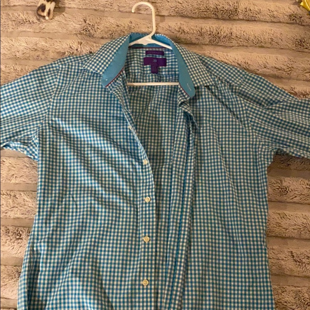 Egara Dress shirt plaid blue in color.